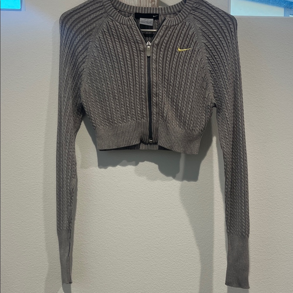 Nike Gray Knit Cropped Jacket